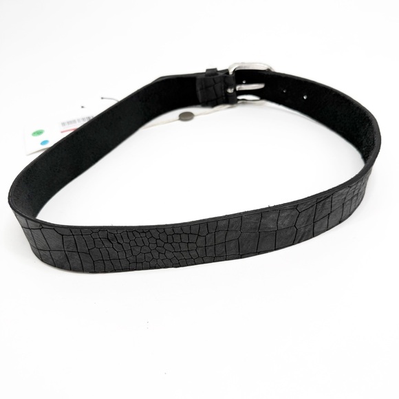 Orciani Handmade Crocodile Emobossed Matte Leather Italian Made Black Belt, XS - Picture 13 of 14